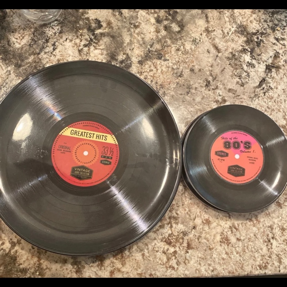 Set of 4 Vinyl Party Plates